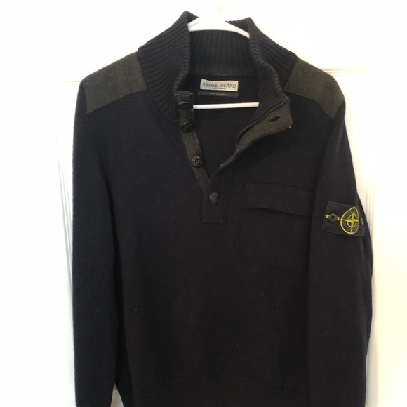 STONE ISLAND BUTTON FUNNEL NECK CREW KNIT - Picture 5 of 6